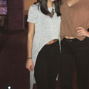 High-low gray top